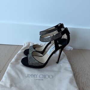 Jimmy Choo Lancer Crystal Suede 4" Heels